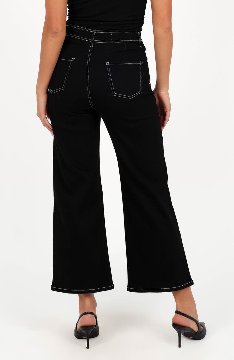 Petal & Pup Parson Topstitch Detail Crop Wide Leg Pants, Alternate, color, Black