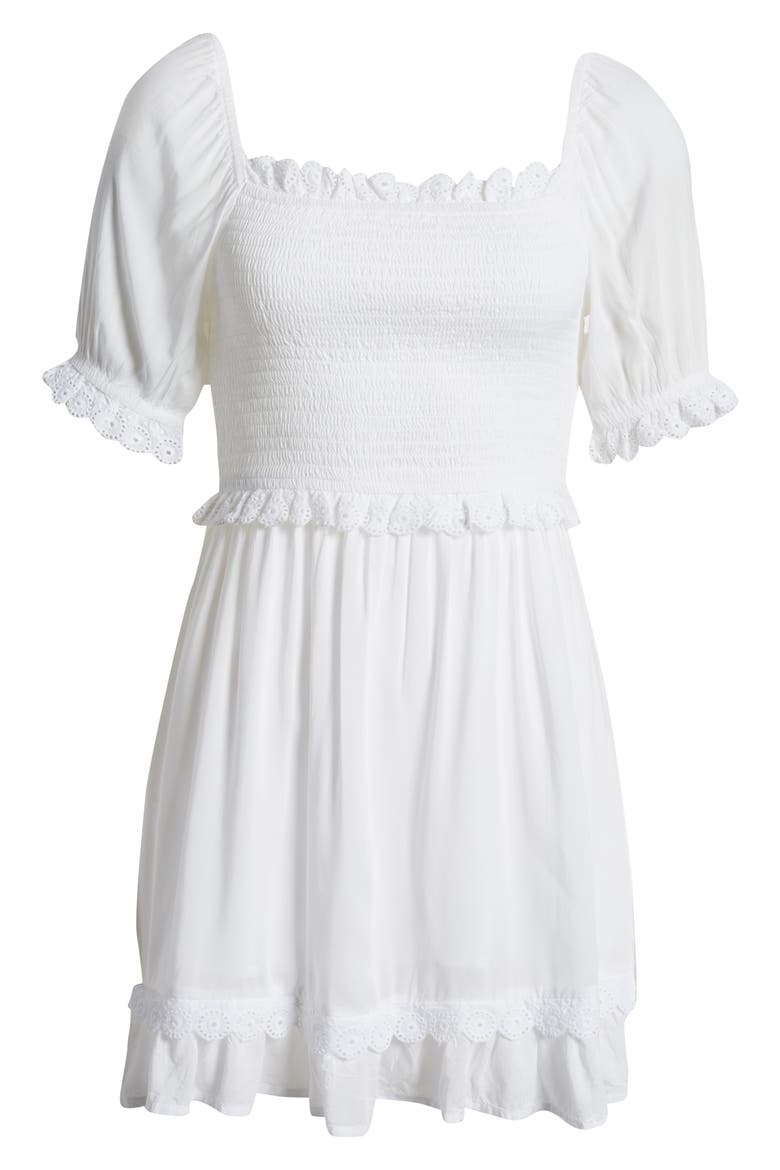 Smocked Modal Minidress, Alternate, color, WHITE