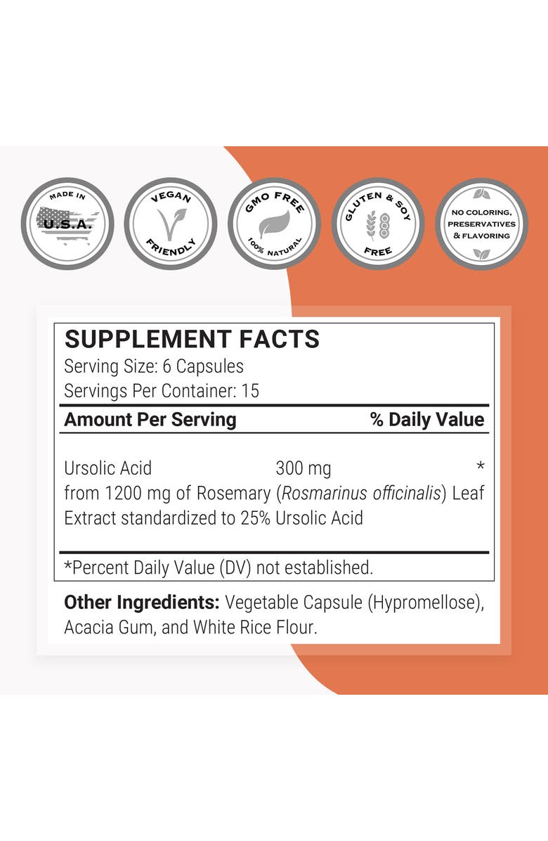 SuperSmart Ursolic Acid 300mg per Day, Alternate, color, NO COLOR