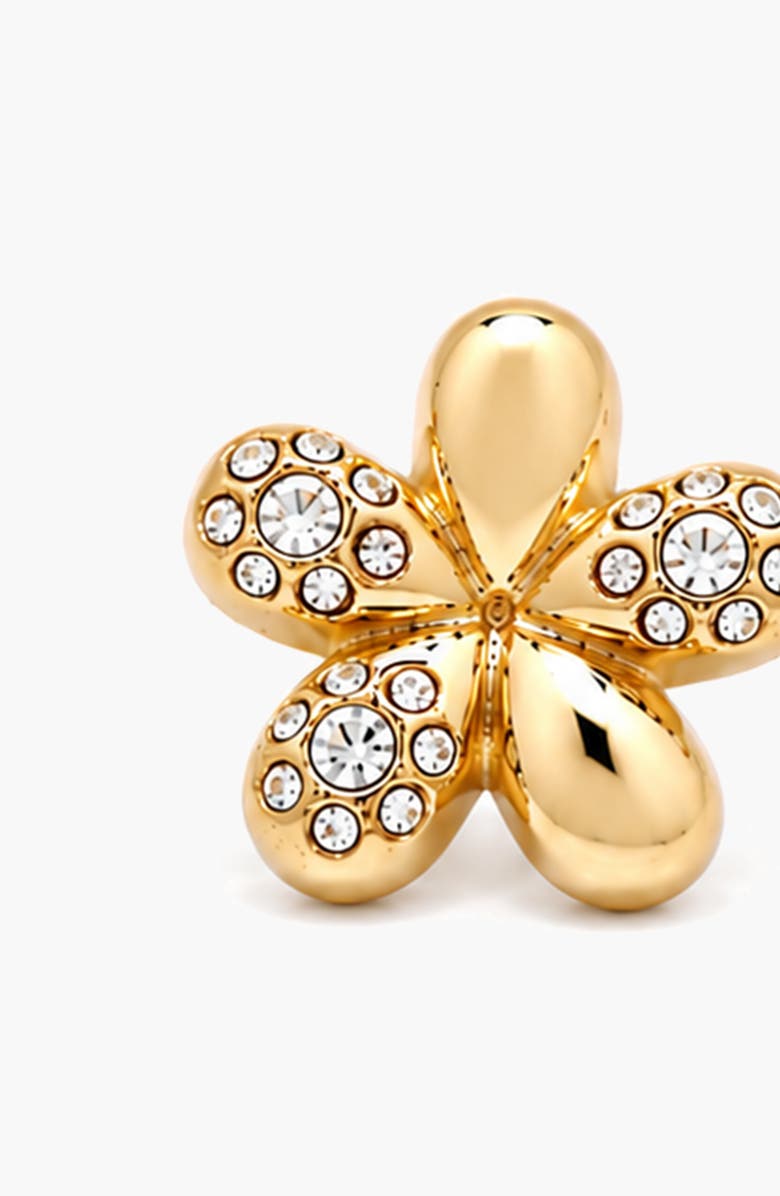 YOJ Luna Mini Flower Crystal Stud Earring in Gold, Alternate, color, Gold