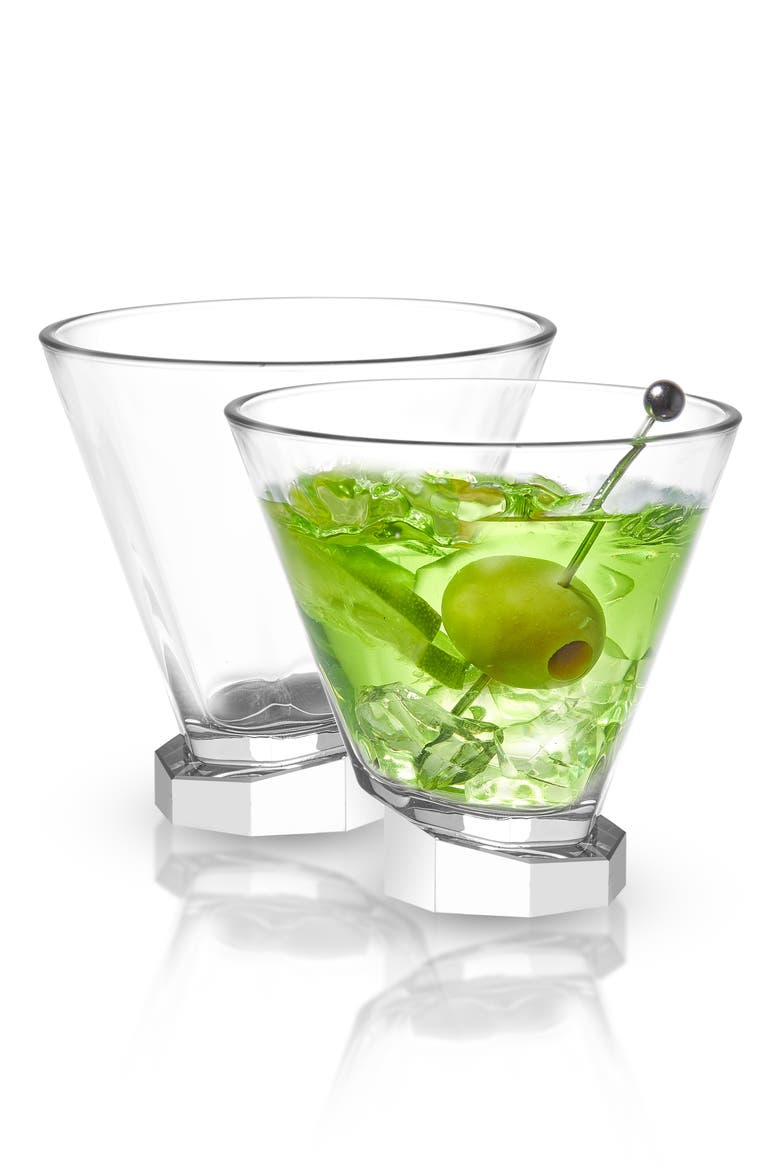 Aqua Vitaw Set of 2 Octagon Off-Base Cocktail Glasses, Alternate, color, CLEAR