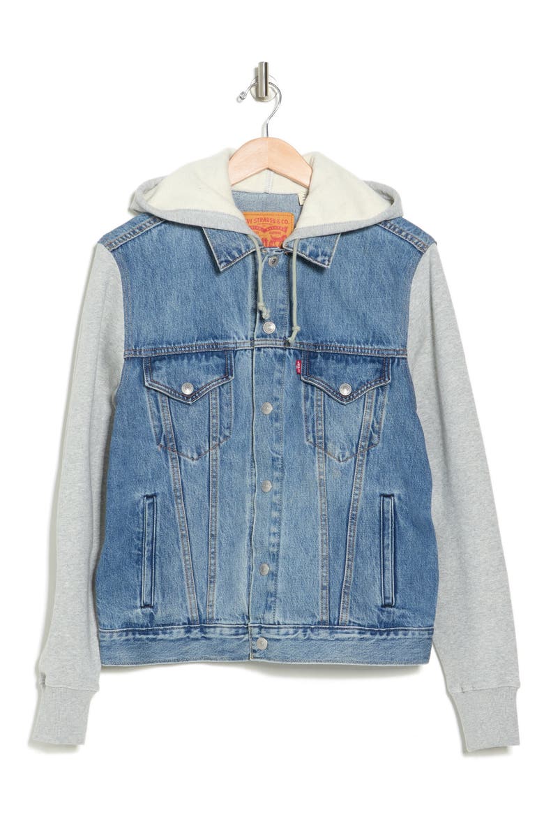 Hybrid Hoodie Trucker Jacket, Alternate, color, CANDY MAN