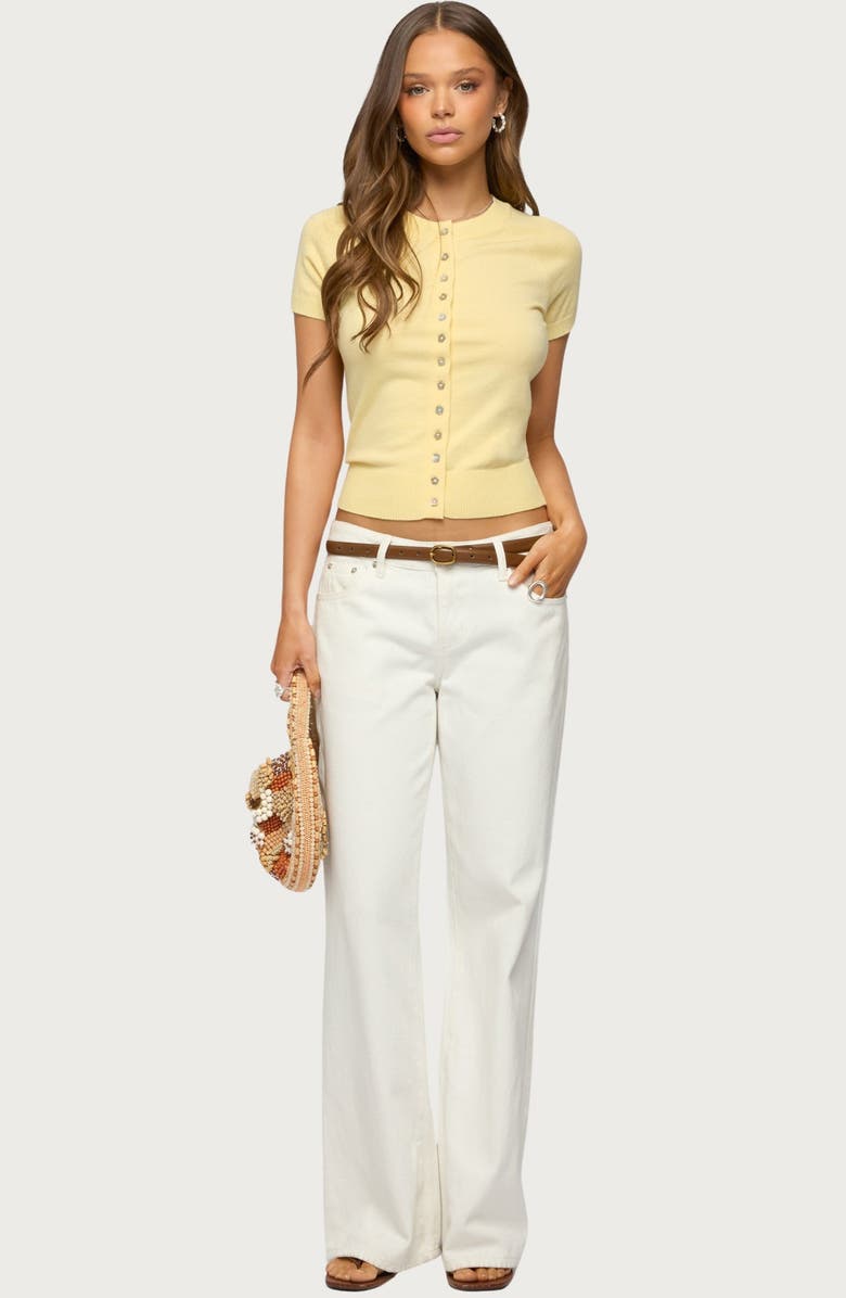 EDIKTED Wilmer Short Sleeve Button-Up Top, Alternate, color, 