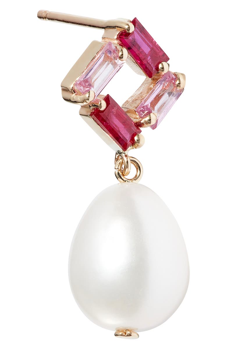 Poppy Finch Sapphire, Ruby & Pearl Drop Earrings, Alternate, color, 