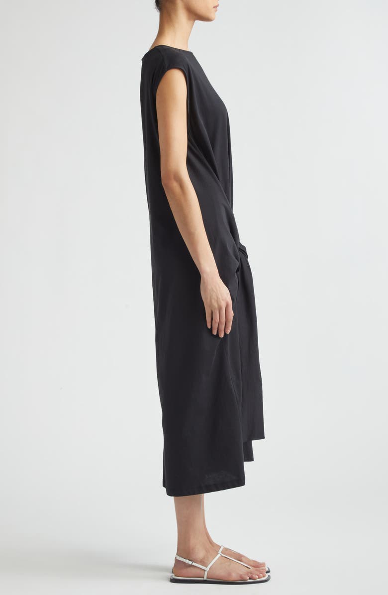 TOTEME Tie Waist Organic Cotton Jersey Midi Dress, Alternate, color, Black