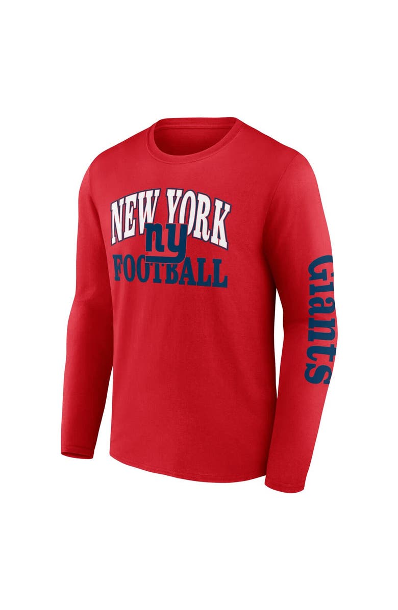 FANATICS Men's Fanatics Red New York Giants Vintage Combo Up Two Long Sleeve T-Shirt, Alternate, color,
