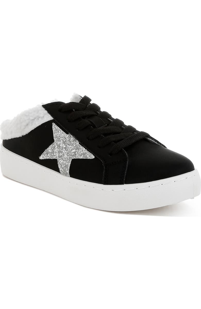 LONDON RAG Moxie Faux Shearling Trim Sneaker, Main, color, Black