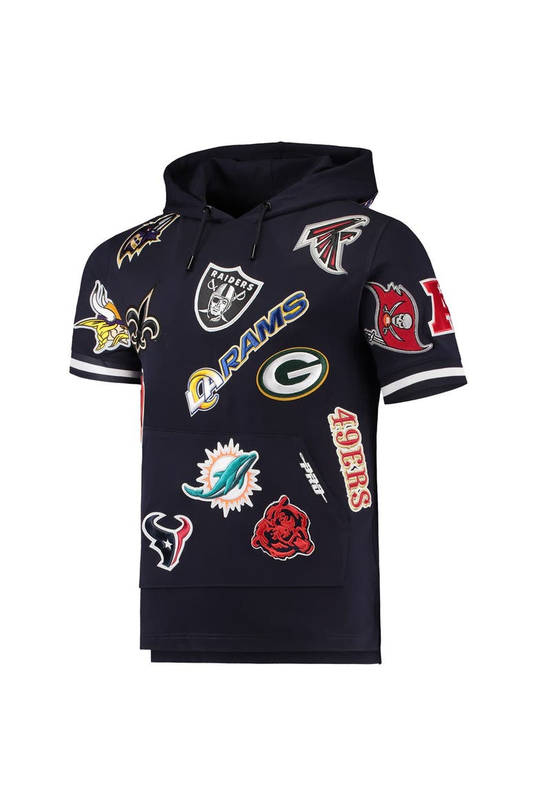 Men's Pro Standard Navy NFL League Wordmark Short Sleeve Pullover Hoodie, Alternate, color, Navy