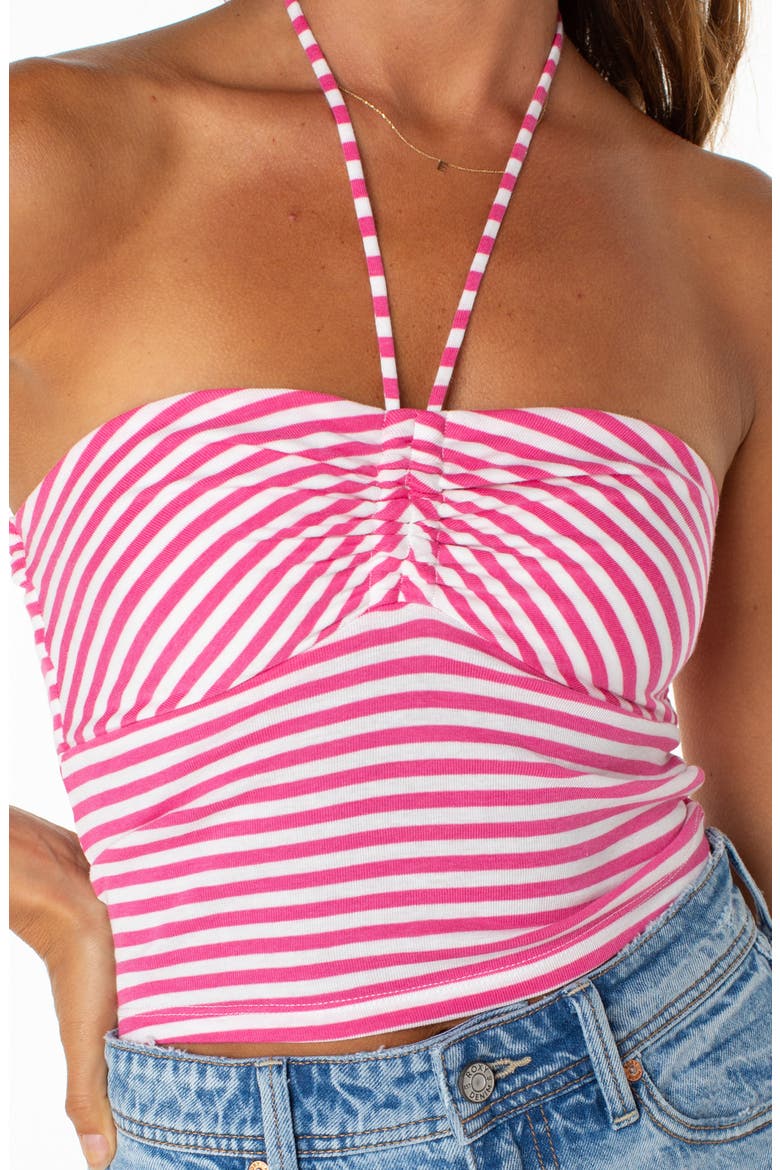 Windspun Stripe Cotton Blend Halter Top, Alternate, color, SHOCKING PINK