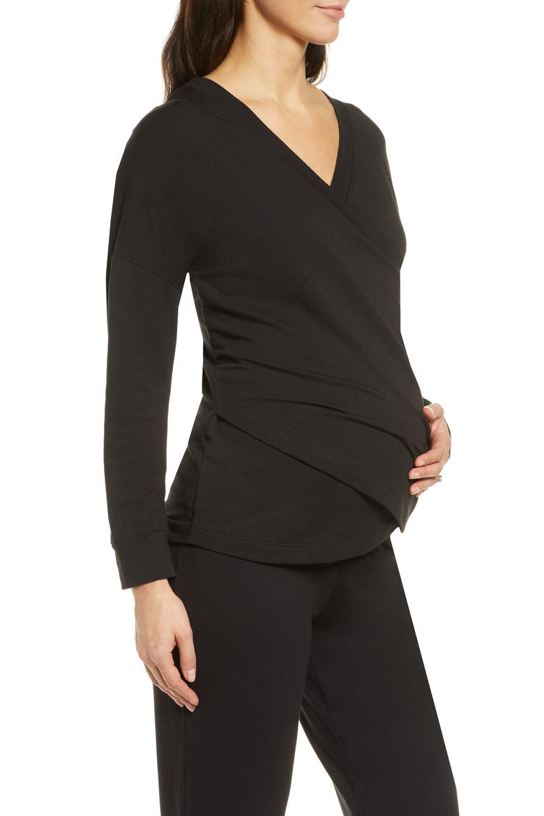 Athleisure Nursing/Maternity Top, Alternate, color, BLACK