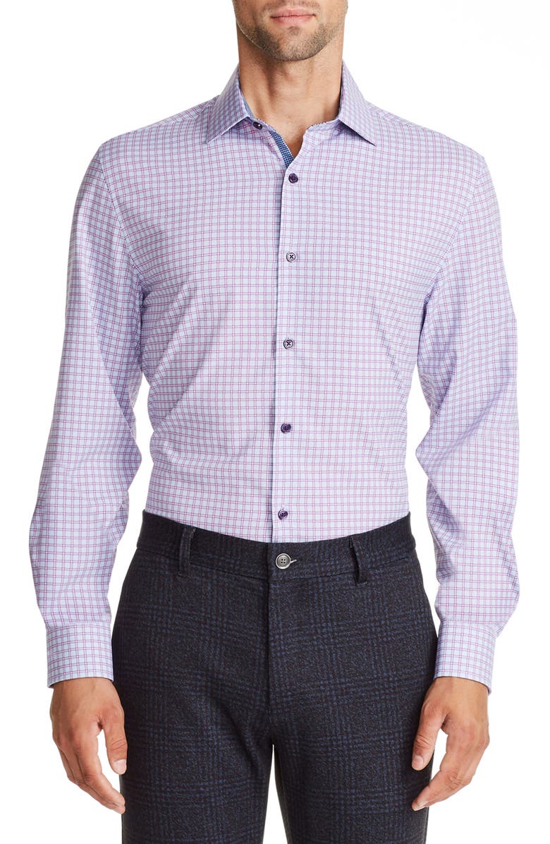 W.R.K Trim Fit Check Performance Dress Shirt, Main, color,