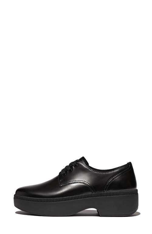 Fitflop Luma Demi Wedge Leather Oxford In Black