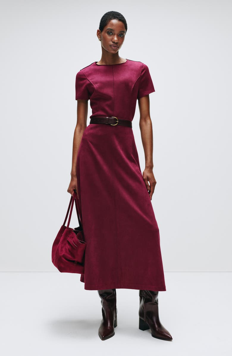 Vince Camuto Faux Suede A-Line Maxi Skirt, Alternate, color, Grape Wine