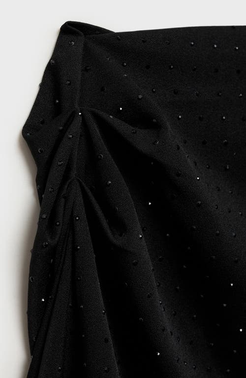 Mango Asymmetric Sequin Shirt In Black