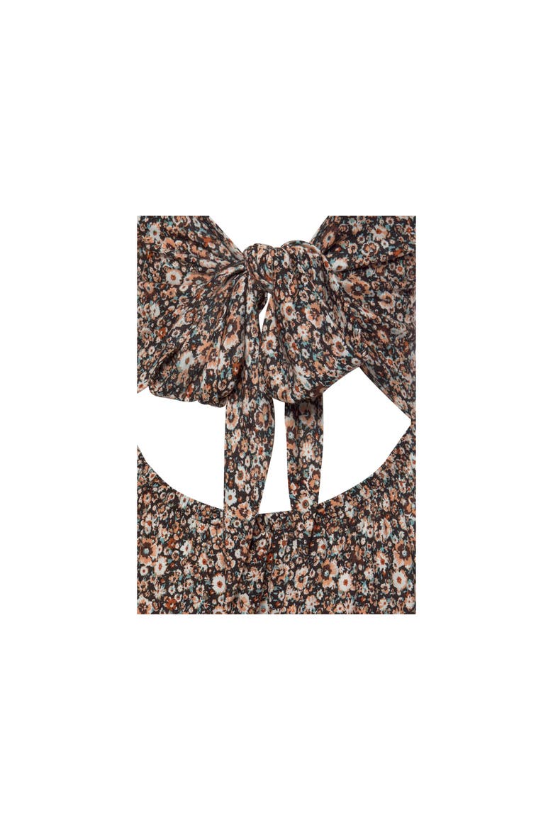 Floral Bow Detail Dress, Alternate, color, Brown Multi