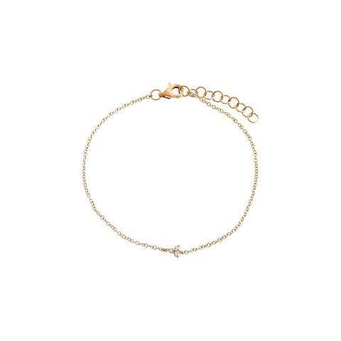 Diamond Dainty Trio Cluster Bracelet 14K