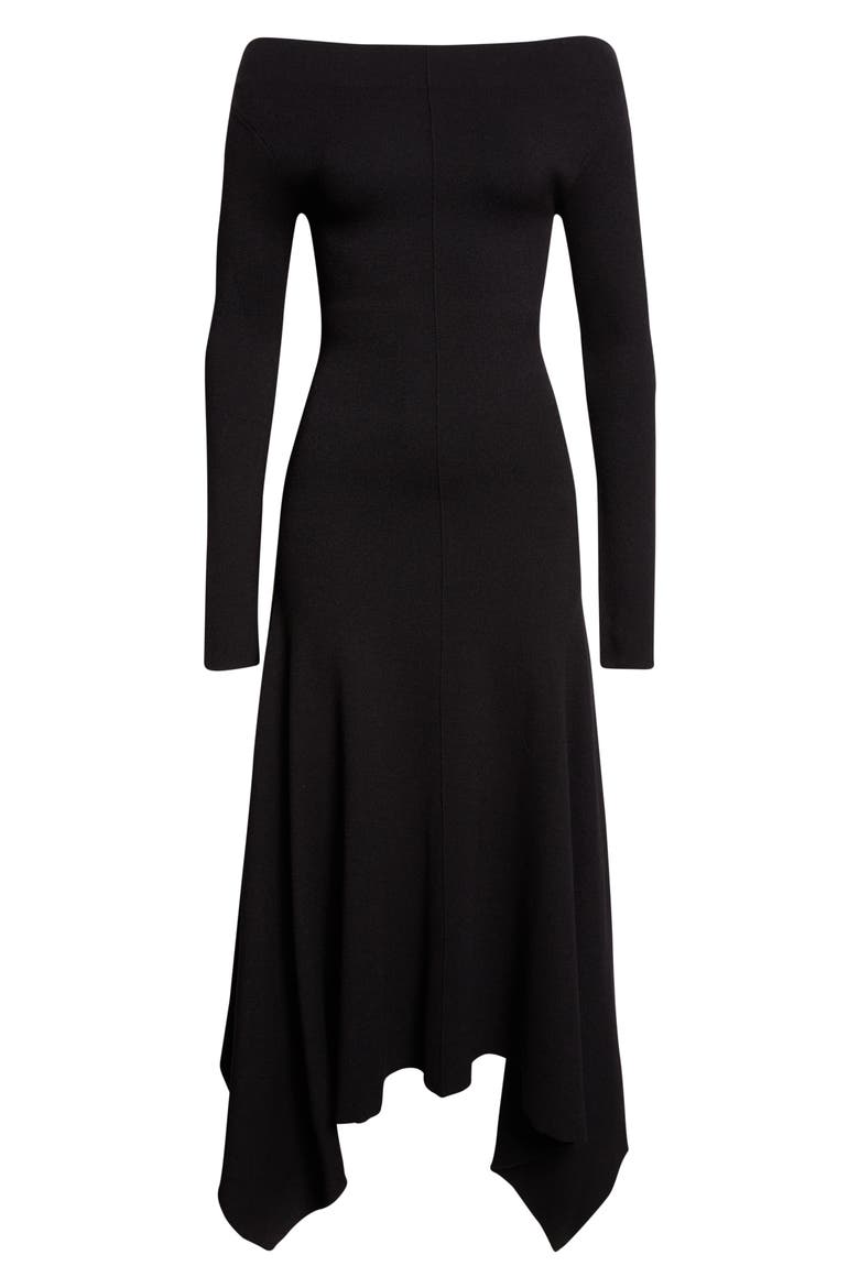 Romi Off The Shoulder Long Sleeve Dress, Alternate, color, BLACK