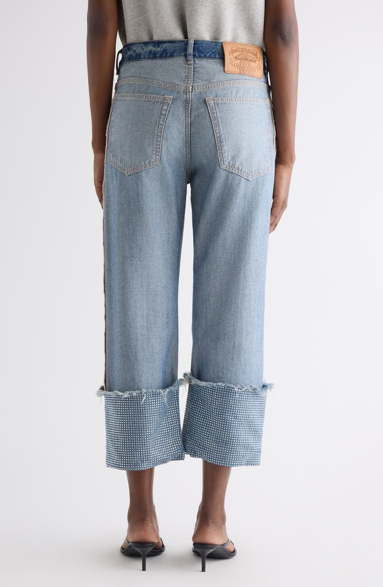 Acne Studios Rhinestone Cuff Ankle Jeans, Alternate, color, Mid Blue