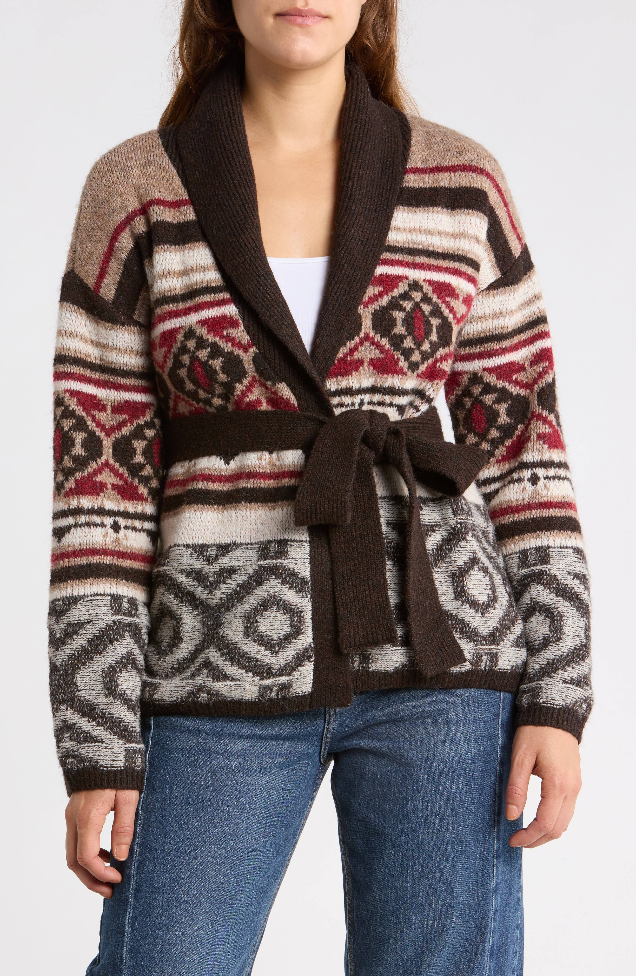 Pattern Shawl Collar Cardigan