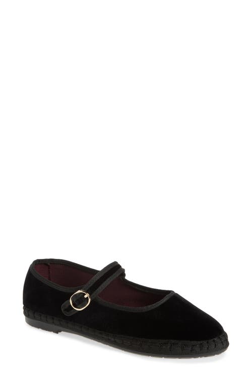 Flabelus Velvet Molly Mary Janes In Black
