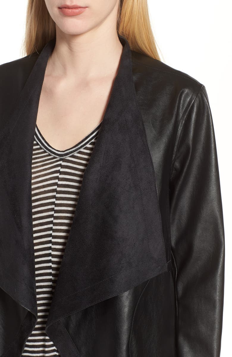 BB Dakota by Steve Madden BB Dakota Teagan Reversible Faux Leather Drape Front Jacket, Alternate, color, 