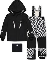 Deux par Deux Teknik Checkered Hood Jacket & Reinforced Pants Two Piece Snowsuit