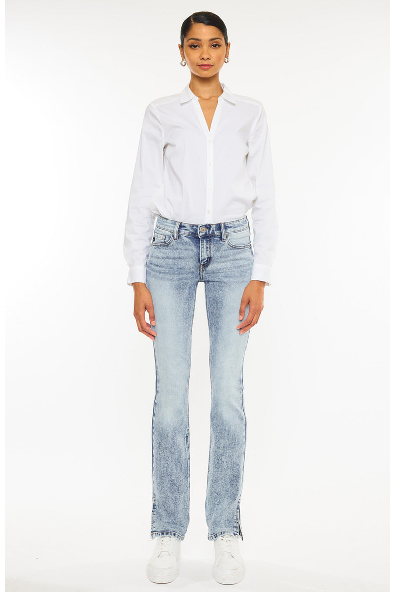 Nadia Mid Rise Y2K Bootcut Jeans, Main, color, Acid Wash