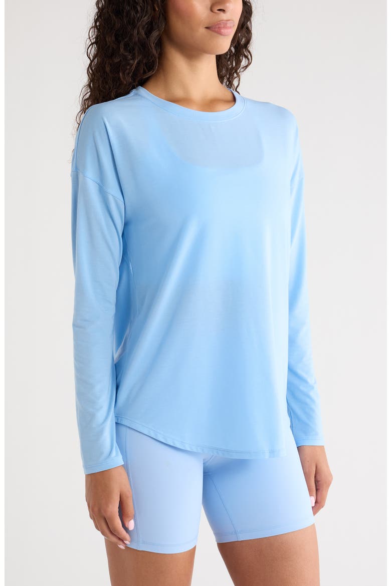 Breathe Long Sleeve Performance T-Shirt, Alternate, color, BLUE PLACID