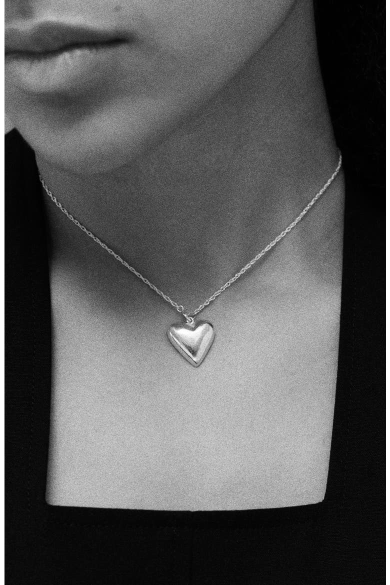 Petite Heart Pendant Necklace, Alternate, color, STERLING SILVER
