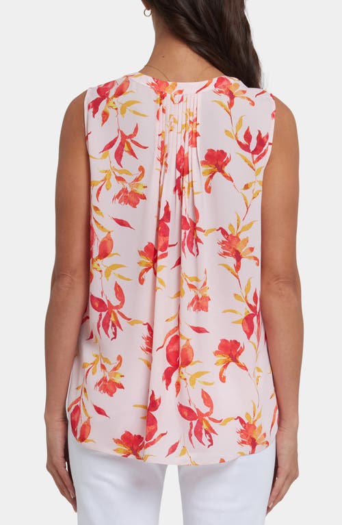 Nydj Print Pleat Back Sleeveless Split Neck Blouse
