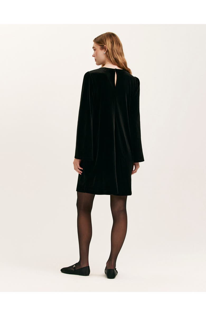 Finery London Hattie Velvet Round Neck Short Dress, Alternate, color, Black