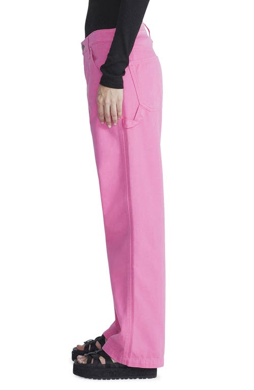 Rag & Bone Sid Carpenter High Rise Wide Leg Jeans In Bright Pink In Pink