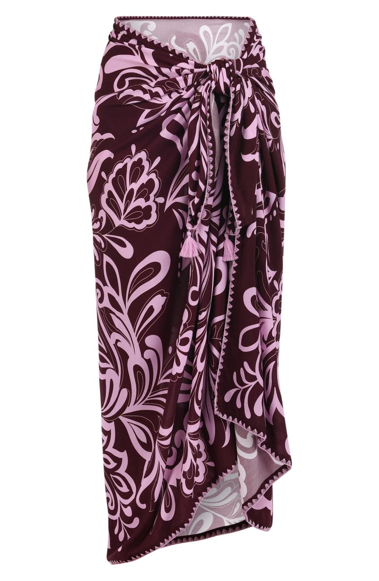 La Blanca Fiji Cover-Up Pareo, Alternate, color, Dark Cherry