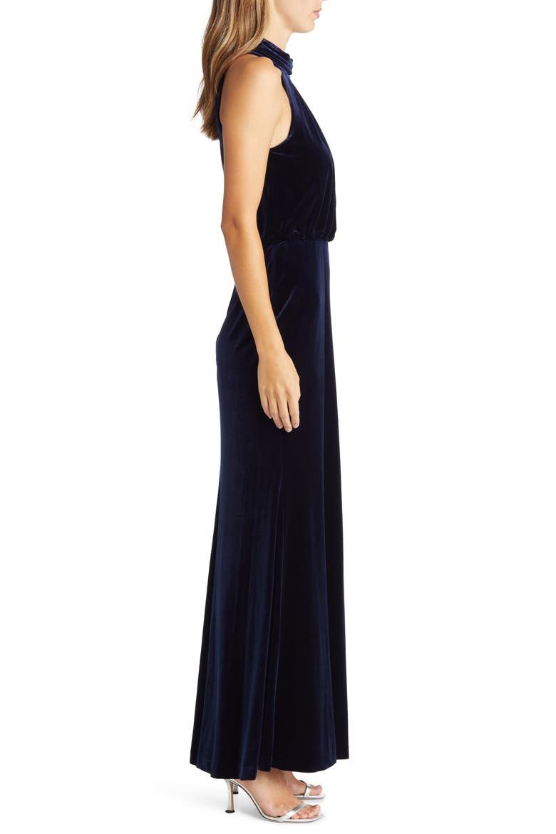 Mock Neck Blouson Gown, Alternate, color, NAVY