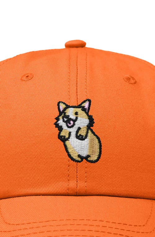 Dalix Leaping Corgi Embroidered Cap In Orange