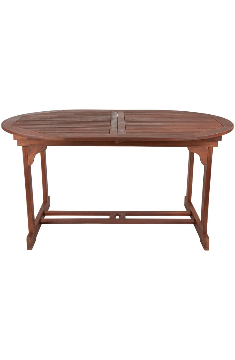 Northlight Oval Outdoor Expanding Acacia Wood Folding Patio Dining Table, Main, color, Brown