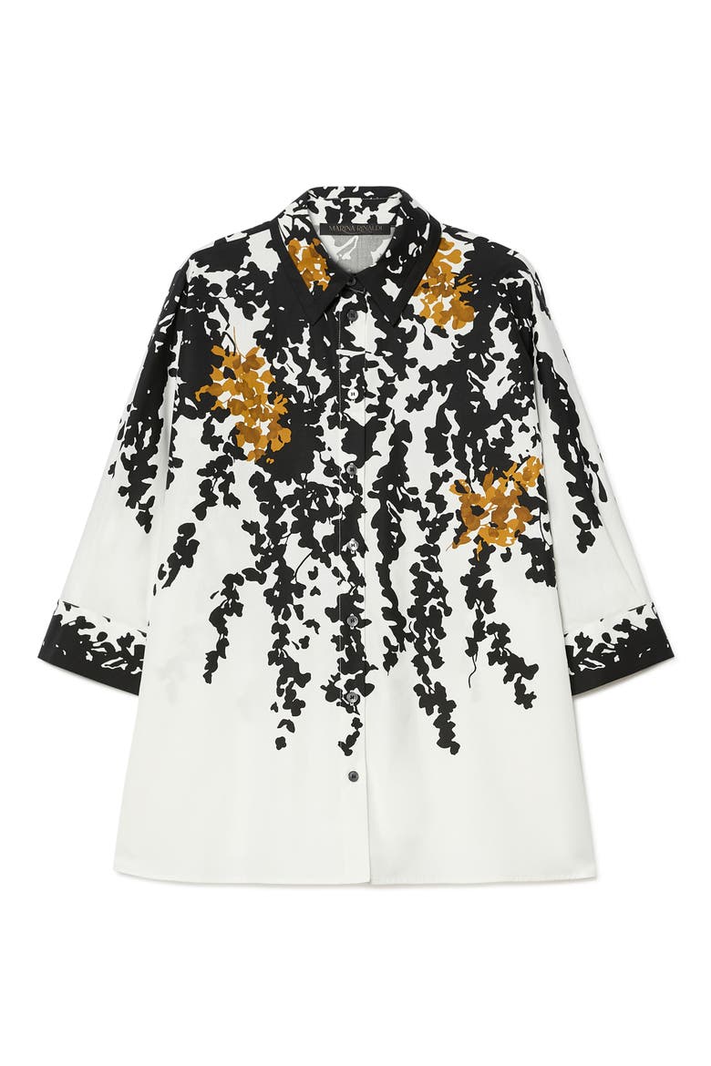 Calao Cotton Button-Up Shirt, Alternate, color, WHITE BLACK