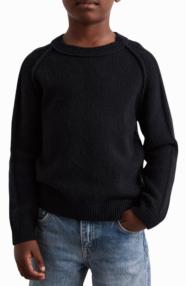 Reiss Kids' Foulton Wool & Cashmere Crewneck Sweater, Alternate, color, Navy