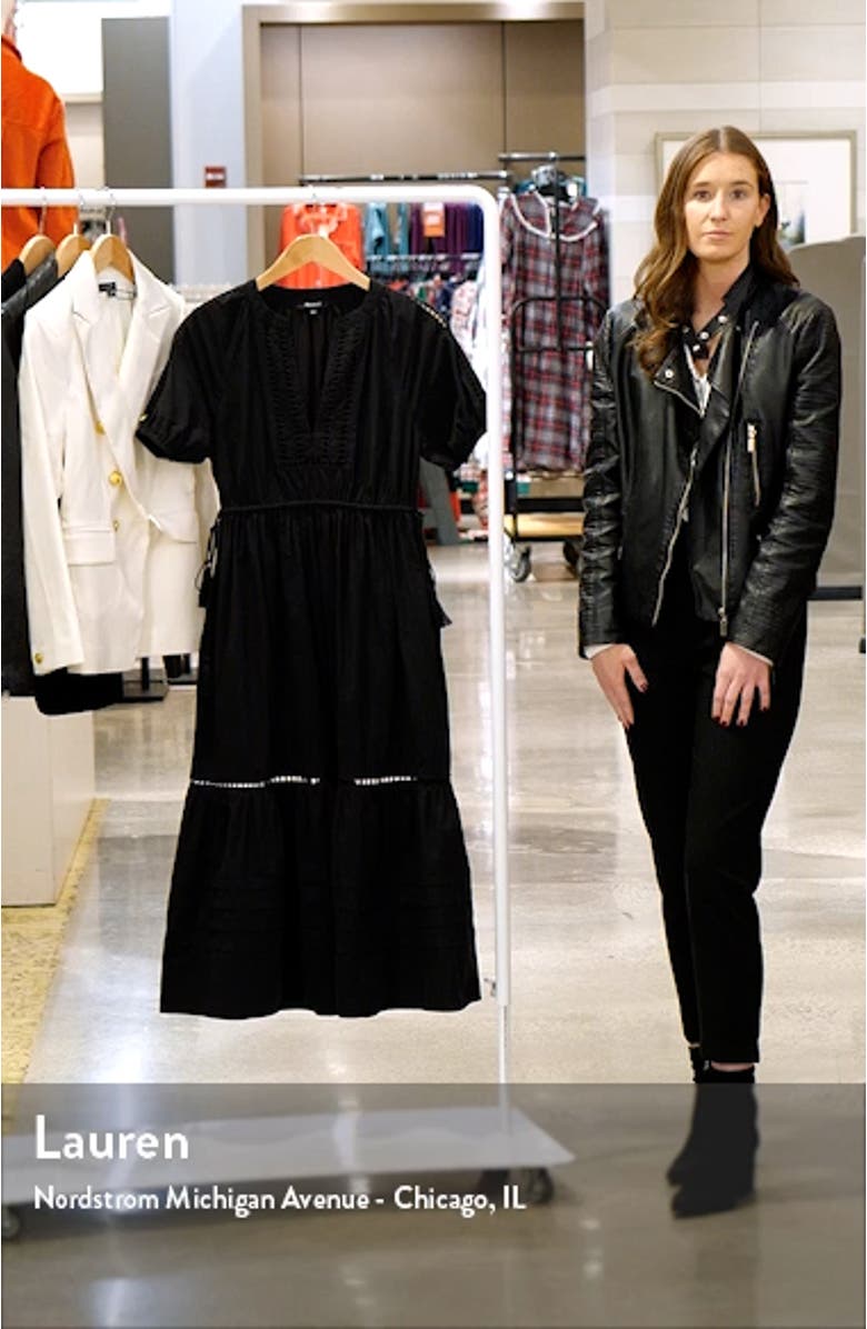 Ladder Embroidery Poplin Midi Dress, sales video thumbnail