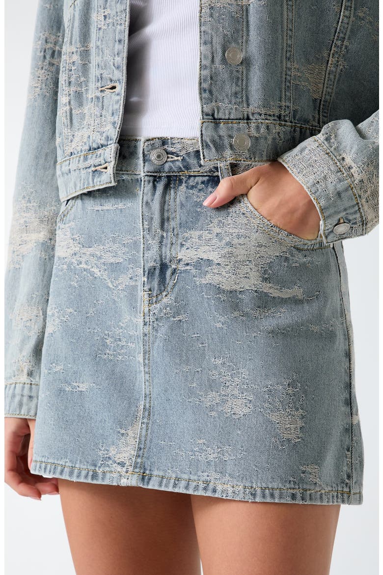 Faith Distressed Miniskirt, Alternate, color, LIGHT WASH