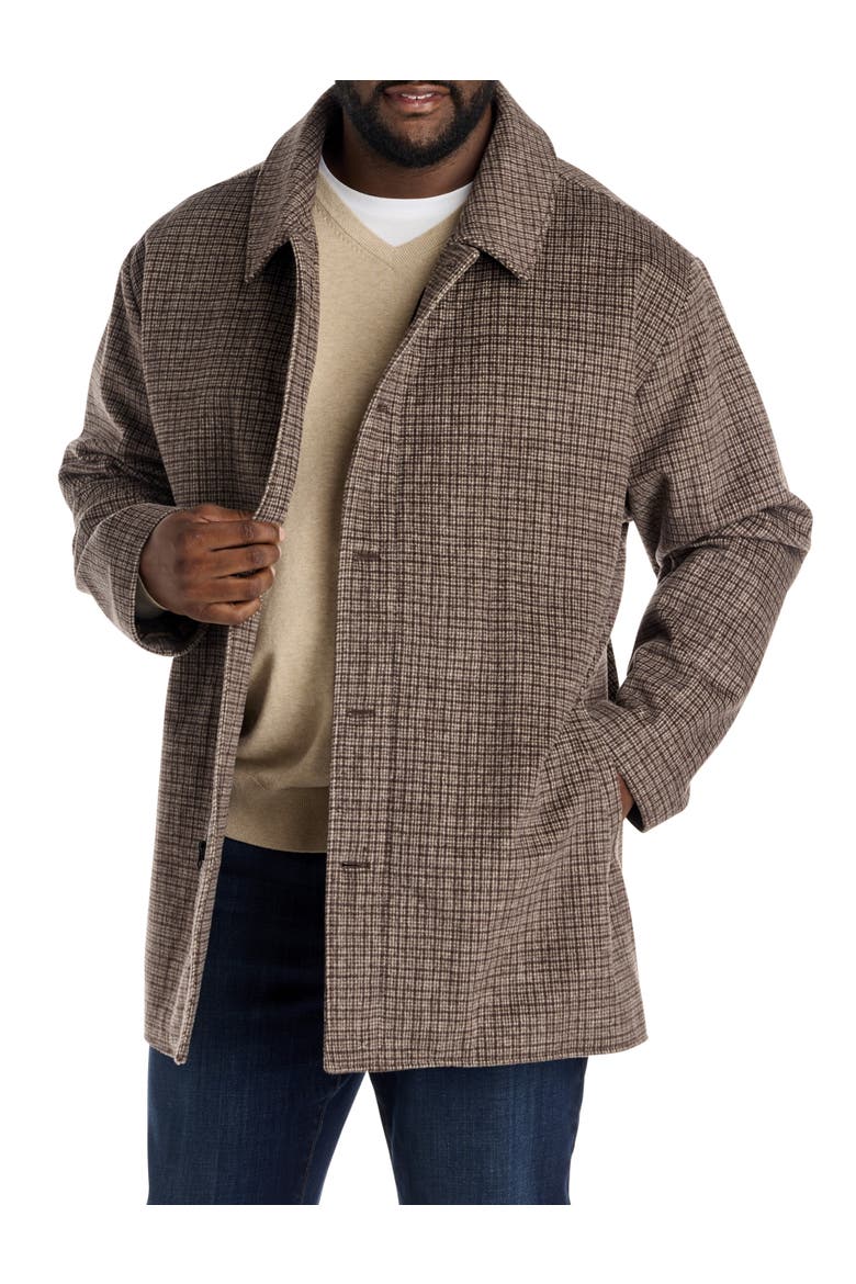 Big & Tall Patterned Overcoat, Main, color, BROWN