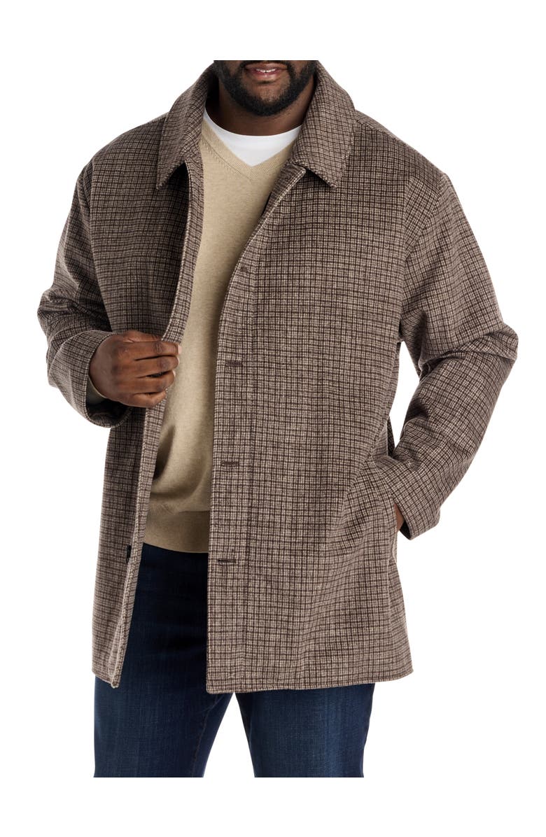 Oak Hill by DXL Big & Tall Patterned Overcoat, Main, color, Brown