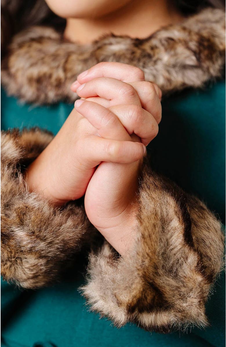 Hope & Henry Girls' Long Sleeve Ponte Dress with Faux Fur, Toddler, Alternate, color,