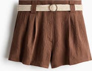 H&M Belted Tailored Shorts