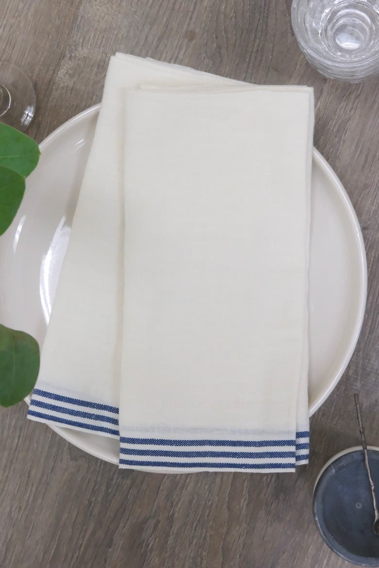 Alsace Tea Towels - Set of 2, Alternate, color, White, Blue 20" x 30"