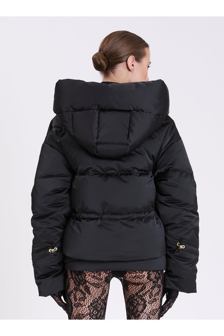 Montague Satin Puffer Jacket, Alternate, color, Black