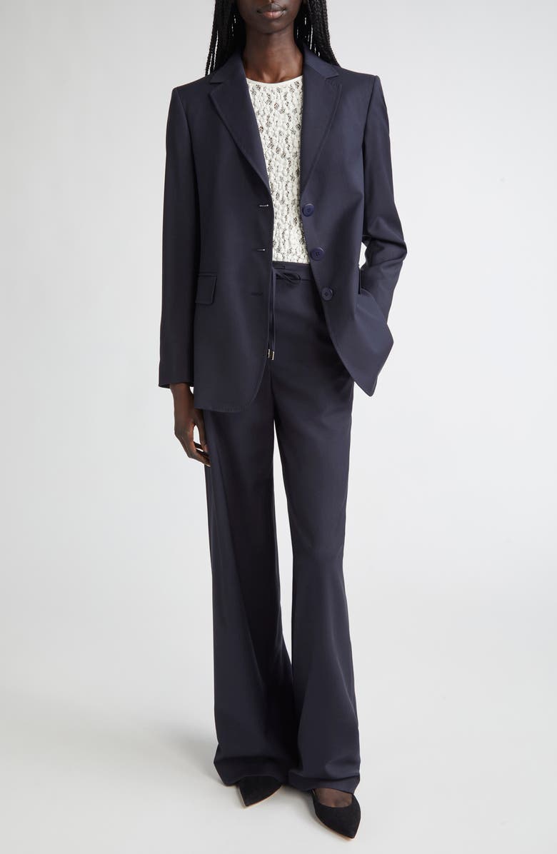 Max Mara Studio Nice Virgin Wool Blazer, Alternate, color, Navy