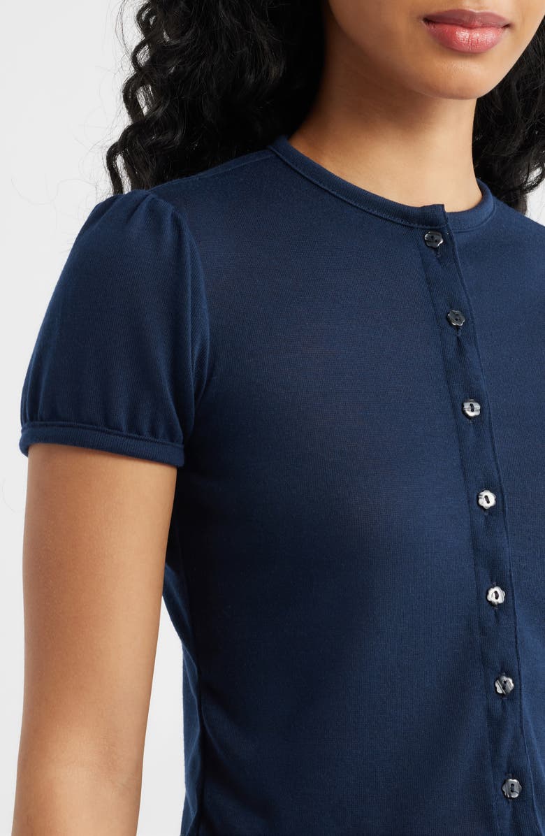 Bella Venice The Boni Short Sleeve Button-Up Top, Alternate, color, Navy