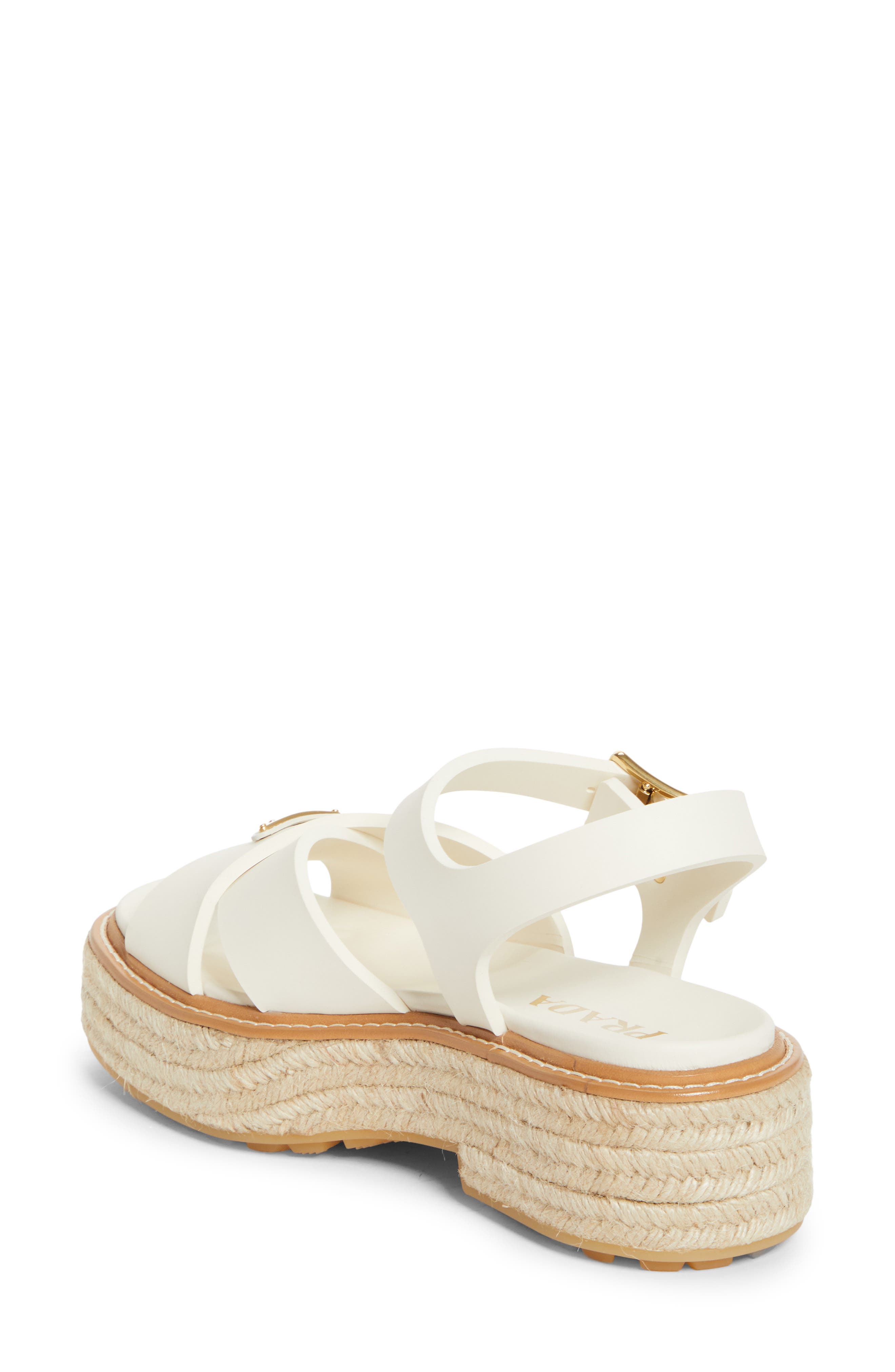 Prada Stride Flow Espadrille Platfrom Sandal, Alternate, color, Avorio