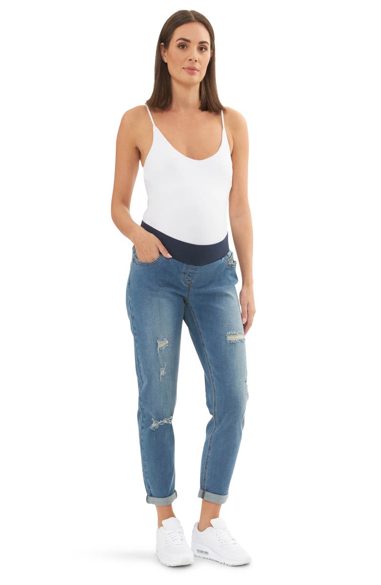 Ripe Maternity Baxter Ripped Maternity Boyfriend Jeans, Alternate, color, 